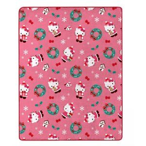 Sanrio Hello Kitty Festive Wreath Silk Touch Throw Blanket NWT